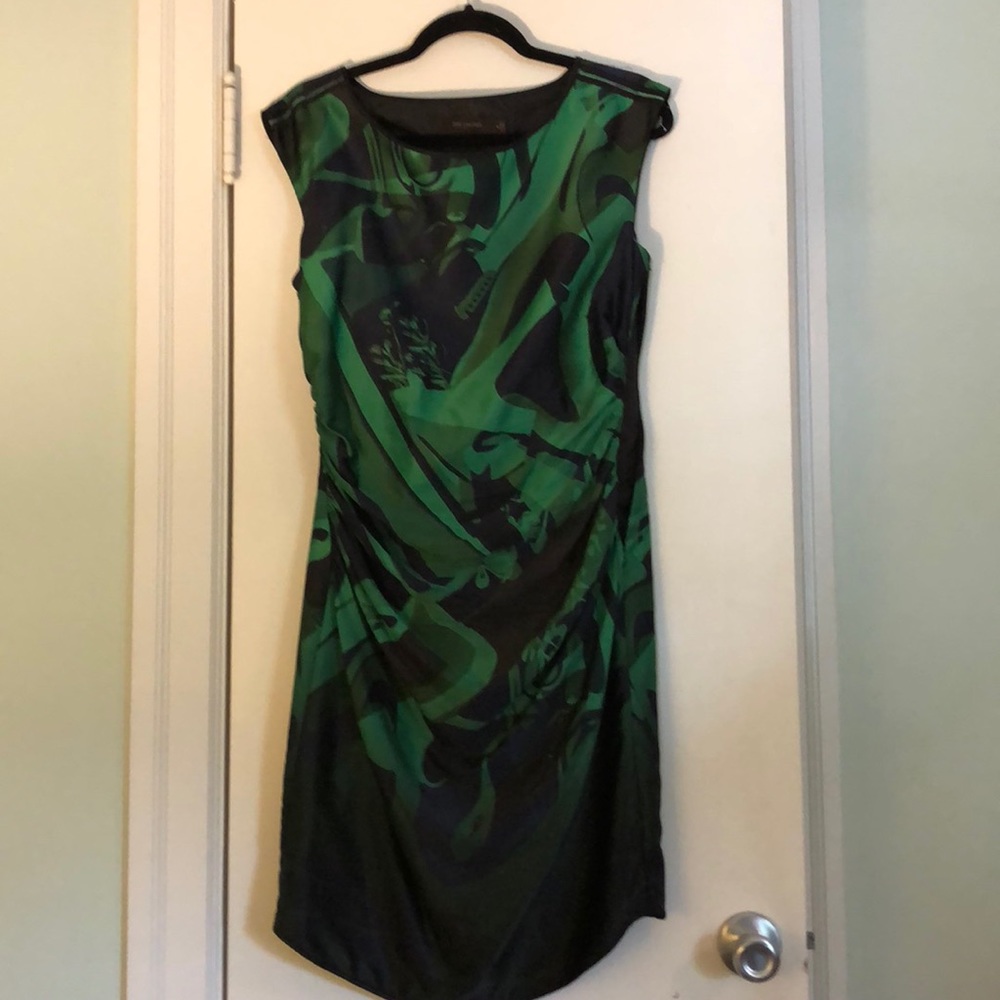 Green and blue sheath dress